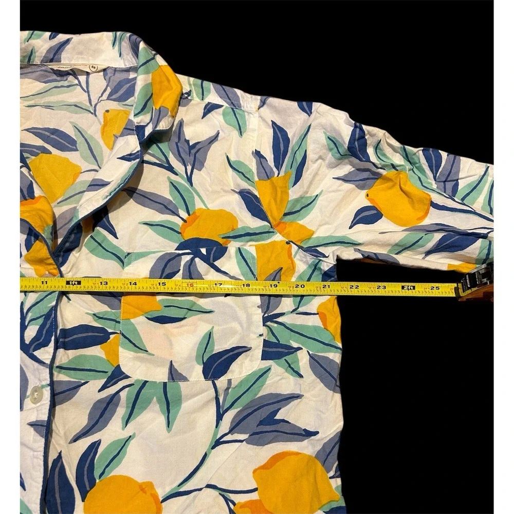 Print Fresh Sleep Shirt Pajamas Lemon Zest Size XS Button‎ Down Nightgown